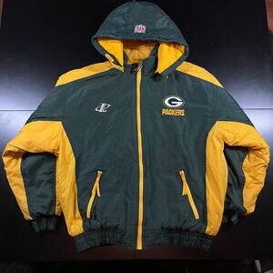 Vintage Logo Athletic Pro Line NFL Green Bay Packers Hooded Jacket Men’s Sz L